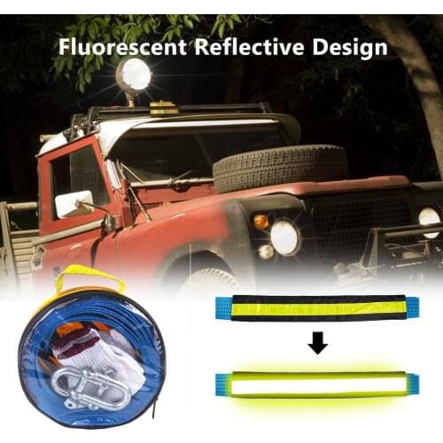 Car Tow Strap Racing Auto Winch Rope Nylon 4M 8 Tons Recovery Towing Cable Strap Belt Heavy Duty Off Road Accessories Metal Hook