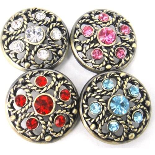 Free shipping fashion new arrival antique bronze flower cz DIY snap button charm