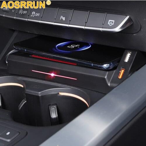 Fast Phone Charging QI Wireless Charger For Audi A4 B9 A5 S4 RS4 2018 2019 2020 2021 Car Accessories USB Plate