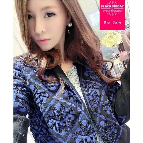 2020 spring and autumn fashion brand beading sticthing woolen blazer female high quality embroidery blazer wj938 free shipping