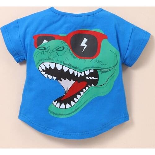 Kids Summer Clothes Cool Fashion Cartoon Animal Dinosaur Short Sleeve T-shirts Unisex Boys Clothes Tops Girls Clothes Tees 1-6Y