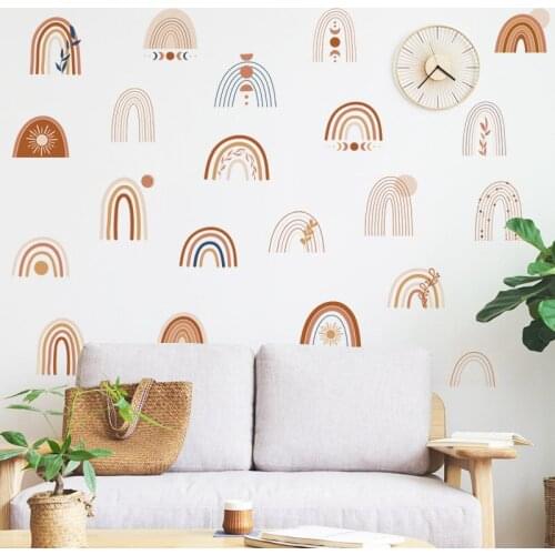 DIY Cartoon Rainbow Wall Sticker Kids Room Nursery Bedroom Living Room Decoration Aesthetic Self-adhesive Wallpaper Home Decor