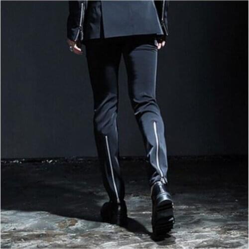 Men Plus Size Harem Pants Personality Zipper Slim Casual Trousers Ds Hairstylist Nightclub Stage Costumes 2020 New 27-44