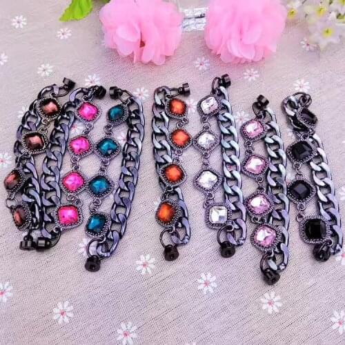 Do Dower Brand 5pcs Black Alloy Chain Phone Hanging Ornaments Colored Rhinestone Mobile Phone lanya