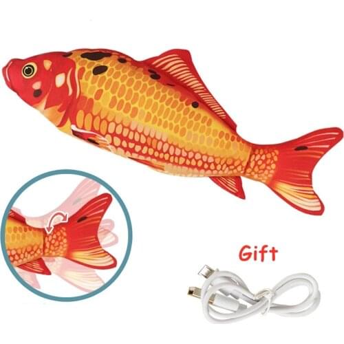 Moving Fish Electric Cat Toys Cat Nip Chew Toy Plush Fish Shape Stuffed Pillow Chew Bite Toy Fish Flop Cat Wagging Cat Happy Toy
