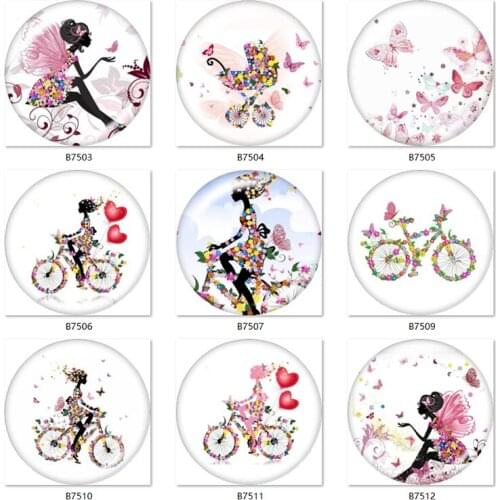 Back Making Findings Cabochon Mixed Glass Cartoon Butterfly 12mm/18mm/20mm/25mm Girl Bloom Chunks Round Photo Demo Flat B7503