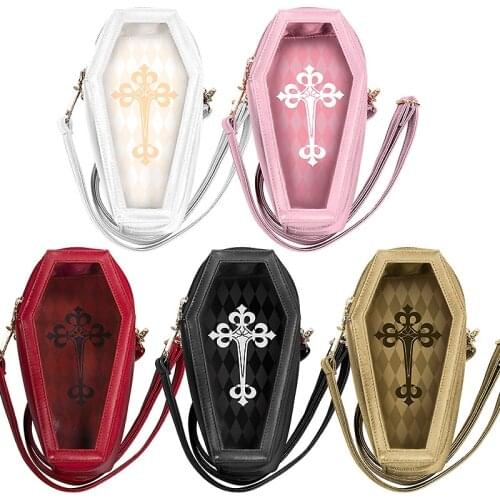 Gothic Banpaia Vampire Coffin Transparent PU Ita Bag Lolita Crossbody Bag Girl Kawaii Storage Box JK Handbag Itabag Shoulder Bag