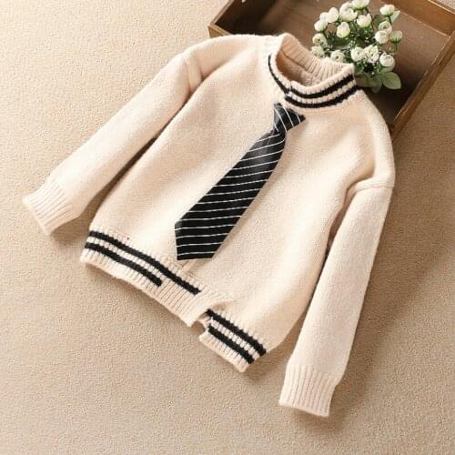 IYEAL Gentleman Kid Boy Sweaters Autumn Winter Warm pullover Top Long Sleeve Sweater With Tie Fashion Toddler Knitted Outfit