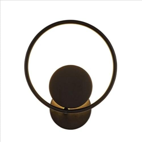 Indoor living room corridor wall lamp led lamp with wrought iron wall lamp creative modern minimalist hotel circular wall lamp