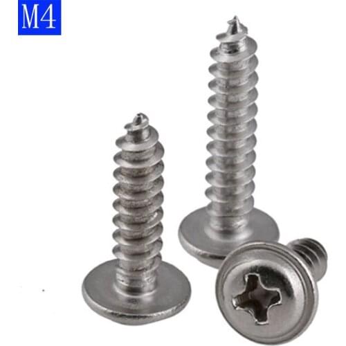M4 304 stainless steel A2 - 70 Flanged Pan Washer Head Phillips Self Tapping Screws Bolts
