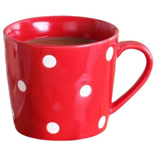 Cute 200ml Dot Coffee Cup Milk Cup Ceramic Creative Juice Glass Water Cup Household Drink Red Rose Mug