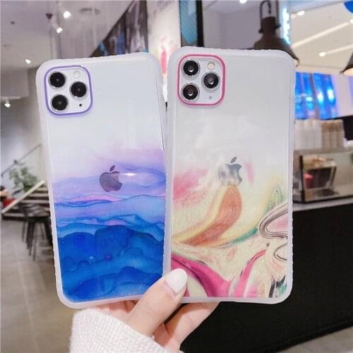 Moskado Fantasy Watercolor Phone Case For iPhone 12 12Pro Max 11 Pro Max X XR XS Max 7 8 Plus Gitter Clear Soft IMD Back Cover