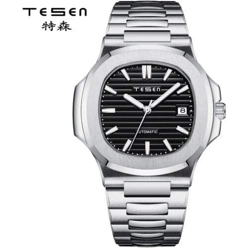 TESEN 2021 Mens Watch Patek Luxury Brand Steel Automatic Mechanical Watch Mens Business Chronograph Watch Sports 30M