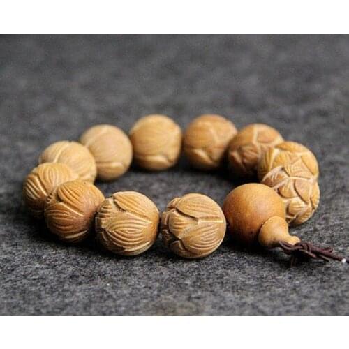 15mm/18mm Natural Babi Aromatic Sandalwood with Amazing Fragrance Beads Mala Lotus Beads Buddhism India Yoga Mala