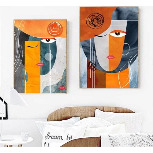 Modern Abstract Faces Geometric Canvas Painting Contemporary Wall Art Pictures s and Prints Living Room Home Decoration