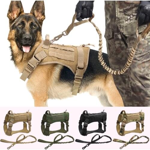 Tactical Dog Harness Vest Military Working Dog Clothes Harness Leash Set Dog Vest For Medium Large Dogs Pet Training supplies