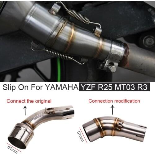 Motorcycle Exhaust System Modified Middle Link Pipe Connect the original Muffler Slip On For YAMAHA YZF R25 MT03 R3 MT 03