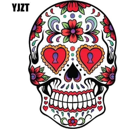 YJZT 10.2CM*14.6CM DAY OF THE DEAD Decal Rockabilly Rock Vintage Sugar Skull Car Sticker Personality Reflective Sticker C1-7060