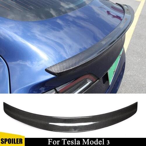 Carbon fiber Rear Spoiler Boot Wings for Tesla Model 3 2018 2019 2020 Trunk Trim Sticker Car Styling