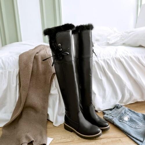 New winter style warm Over knee boots snow boots Women boots waterproof True fur Non-slip snow boots warm Women shoes Size 34-43