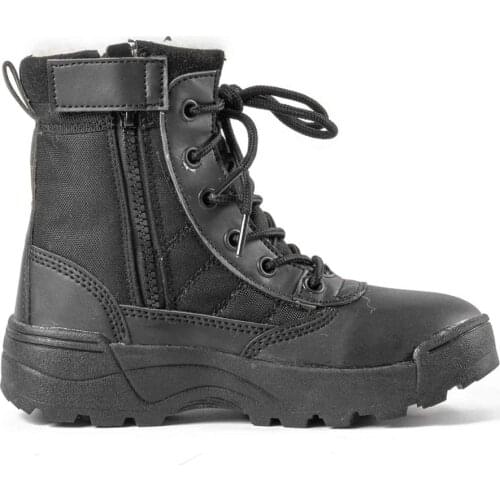 Winter Outdoor Tactical Desert Sport Mens Shoes For Camping Climbing Boots Children Hiking Boots Black with Wool Lining