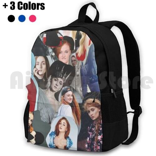 Celebrity : Sophie Turner ( Collage ) Outdoor Hiking Backpack Waterproof Camping Travel Cast Hbo Shows Tv Actress Actresses