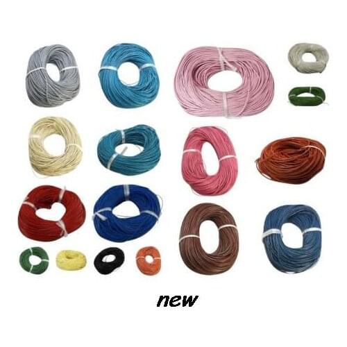 1 5mm frhgrt4ng mixed color Jewelry Black brown real Round Genuine Leather cords Necklace Bracele Cord string Rope crystal