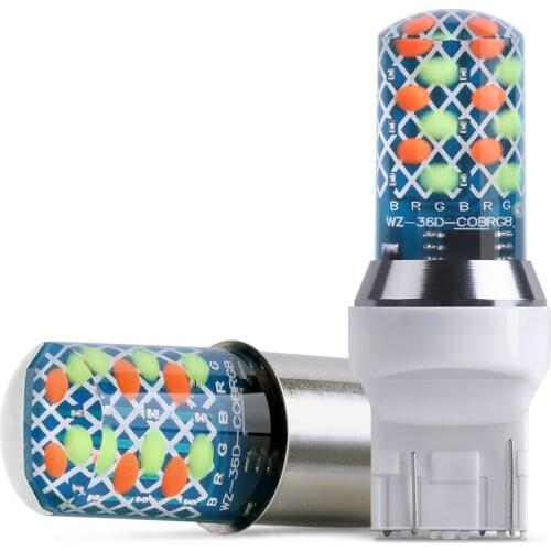 1PC RGB Strobe Flash LED Bulbs 1157 BAY15D P21/5W T20 7443 W21/5W COB Chips Silicone Reverse Light Brake Lamp 36SMD White 12V