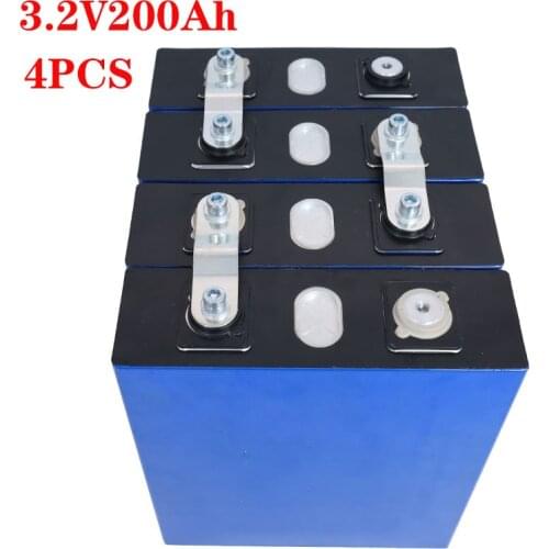 4pcs/lot Deep Cycle Prismatic 3.2V 200AH 3C LiFePO4 Battery for Solar Energ long life 3500 Cycles for power system UPS supply