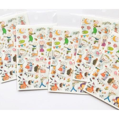 6 Sheets Meow Cats & Bears PVC Diary Stickers Phone Hand Account Decor Sticker