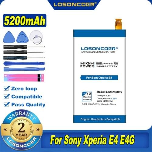 5200mAh LIS1574ERPC Battery For Sony Xperia E4 E4G Dual E2104 E2105 E2043 E2115 E2124 E2003 E2006 E2114 E2053 E2033