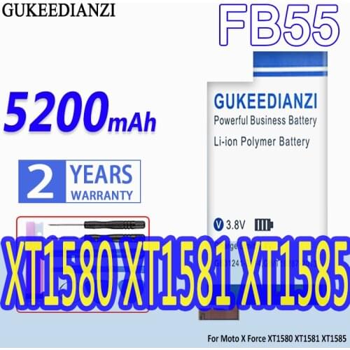 High Capacity GUKEEDIANZI Battery FB55 5200mAh For Motorola Droid Turbo 2 Turbo2 For Moto X Force XT1580 XT1581 XT1585