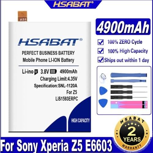 HSABAT 4900mAh LIS1593ERPC Battery For Sony Xperia Z5 E6633 E6653 E6683 E6603