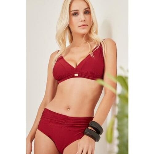 C & City Women Rallying High Waist Bikini Suit 3017 Red