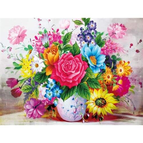 Flowers DIY Cross Stitch Embroidery 11CT Kits Needlework Craft Set Cotton Thread Printed Canvas Home Decoration Dropshipping