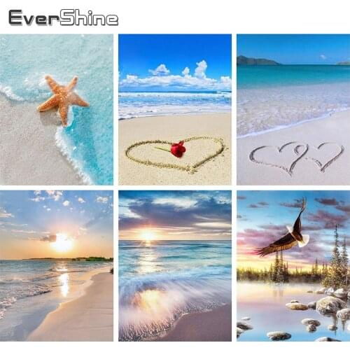 Evershine Diamond Painting Cross Stitch Landscape Full Square Mosaic Embroidery Sea Rhinestone Pictures Home Decoration