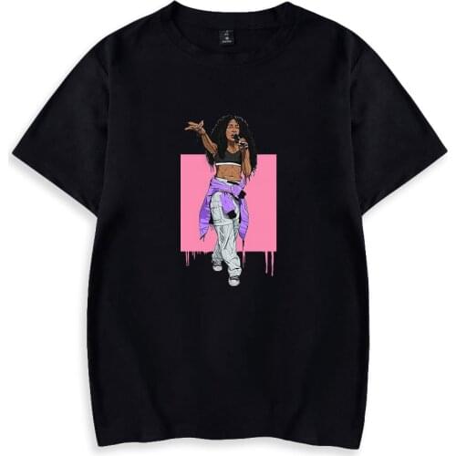Men/Women Short Sleeve SZA Printing Summer Holiday Street Graffiti Style Men/Women Simple Style T-shirt Hip Hop