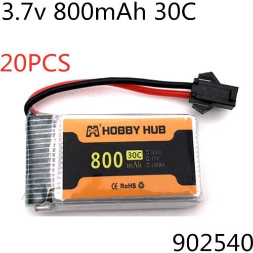 HUBBY HUB 800mAh 3.7V 30C lipo Battery 902540 RC Quadcopter Drone Spare Part 3.7 v Battery 20PCS/Lot