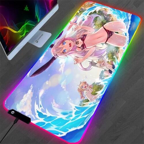 Mouse Pad Notebook RGB Sexy Girl Anime Blue Large Mini Computer Gamer Office Mousepad Led One Piece Gaming Accessories Desk Mat