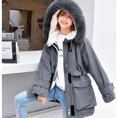 Trendy Big Natural Fox Fur Collar Winter Jacket Women Down Parkas White Duck Down Jacket Outwear Women Thick Warm Loose Coat