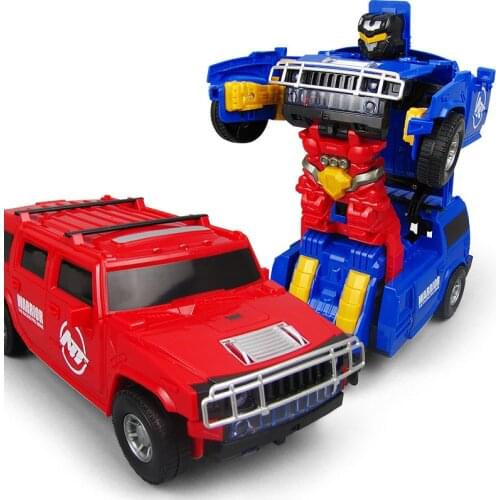 Cartoon Deformation Car Models Electric Transformation Robots Toys With Music Lights for Children Gift