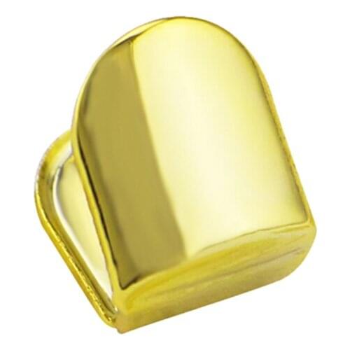 Customized Teeth Grillz Single Piece Gold Color Hip Hop Teeth Grillz Caps for Men Top and Bottom Grill Set Body Jewelry Grills