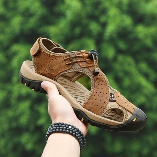 Men Sandals Summer Designer Shoes Mens Sandal Genuine Leather Luxury Beach Outdoor Man Shoe High Quality Sports Rubber Slippers