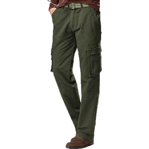 2020 Men Tactical Khaki Pants Multi-Pocket Men Cotton Cargo Pants High Quality Casual Baggy Workout Male Armygreen Trousers 40