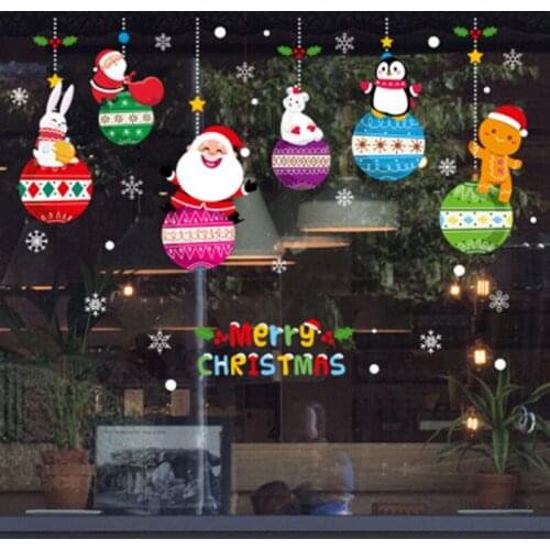 2021 new Christmas decoration supplies shop glass door self-adhesive paper window decoration double-sided wall sticker