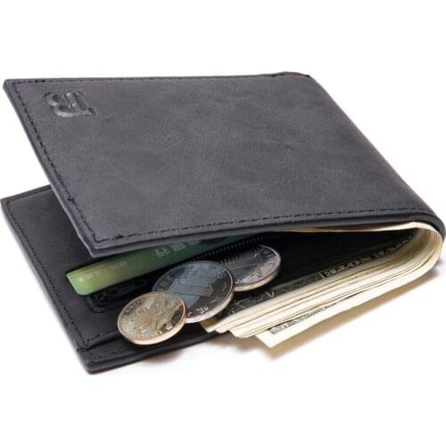 New Men Wallets Small Money Purses Wallets Thin Wallet with Coin Bag Zipper Top Men Thin Wallet