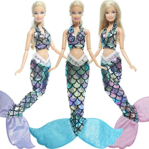 One Pcs Mermaid Tail Dress Skirt Fashion Similar Fairy Tale Outfit Cosplay Clothes For Barbie Doll Baby DIY Accessories Toys