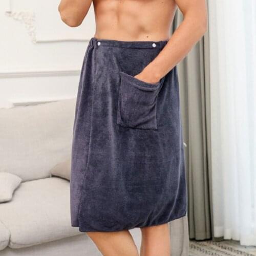 Mens pocket bath towel, magic microfiber beach towel, soft, wearable water-absorbent and quick-drying bathrobe