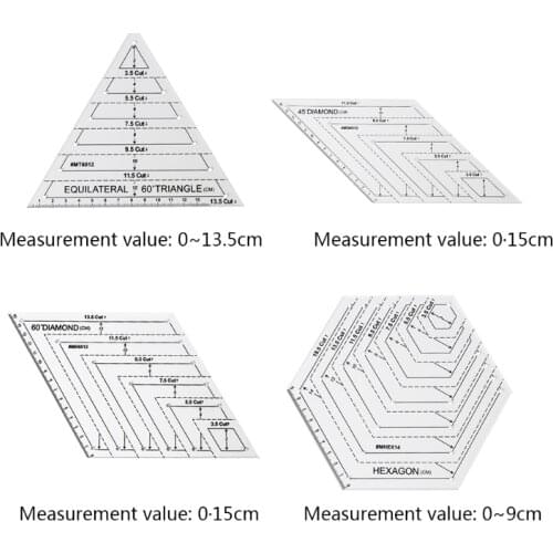 Transparent Quilting Sewing Patchwork Ruler Measuring Template Hexagon Tailor H58C