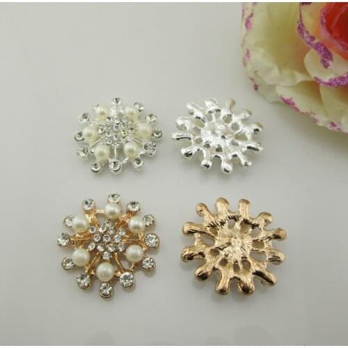 BT197 30mm)5pcs Flatback Rhinestone Buttons Diamante Crystal Hair Flower Center